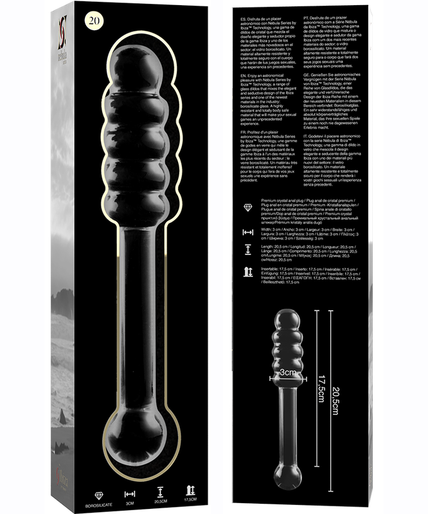 NEBULA SERIES BY IBIZA - MODEL 20 DILDO BOROSILICATE GLASS CLEAR 20.5 CM -O- 3 CM