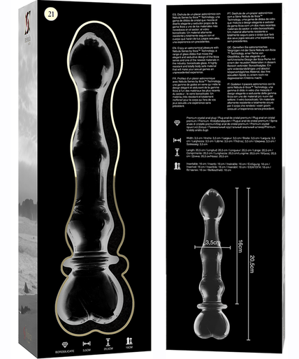 NEBULA SERIES BY IBIZA - MODEL 21 DILDO BOROSILICATE GLASS CLEAR 20.5 CM -O- 3.5 CM