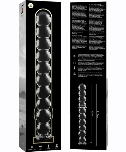 NEBULA SERIES BY IBIZA - MODEL 22 DILDO BOROSILICATE GLASS CLEAR 21.5 CM -O- 2.5 CM