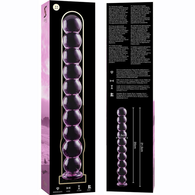 Nebula Series by Ibiza – Model 22 Dildo Borosilicate Glass Pink 21.5 cm – Ø 4 cm