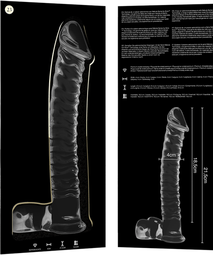 NEBULA SERIES BY IBIZA - MODEL 23 DILDO BOROSILICATE GLASS CLEAR 21.5 CM -O- 4 CM