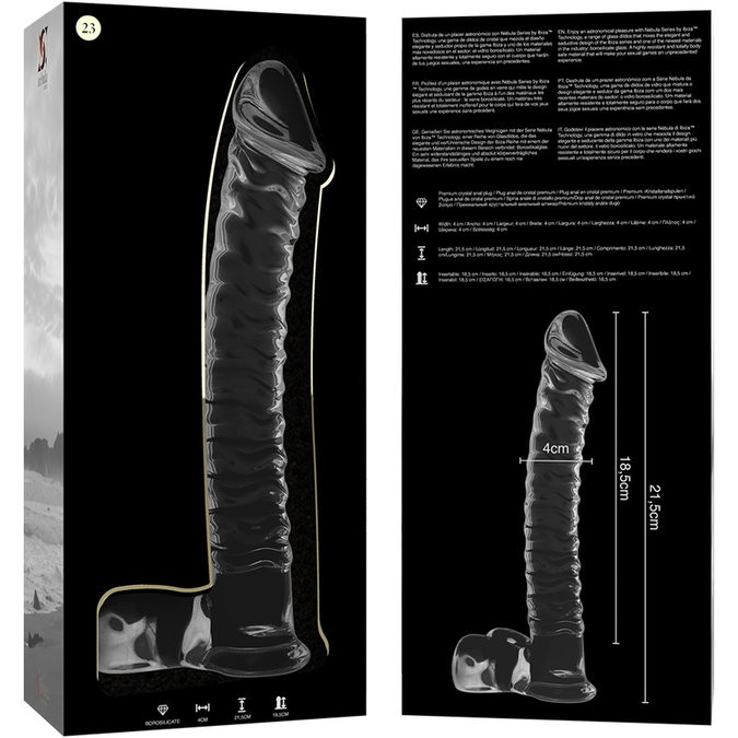 NEBULA SERIE VAN IBIZA - MODEL 23 DILDO BOROSILICAATGLAS HELDER 21.5 CM -O- 4 CM