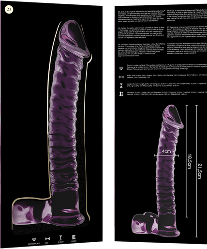 NEBULA SERIES BY IBIZA - MODEL 23 DILDO BOROSILICATE GLASS PINK 21.5 CM -O- 4 CM