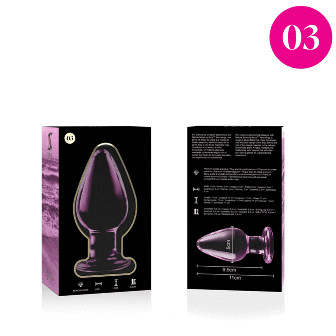 NEBULA SERIE VAN IBIZA - MODEL 3 ANALE PLUG BOROSILICAATGLAS ROZE 11 CM -O- 5 CM