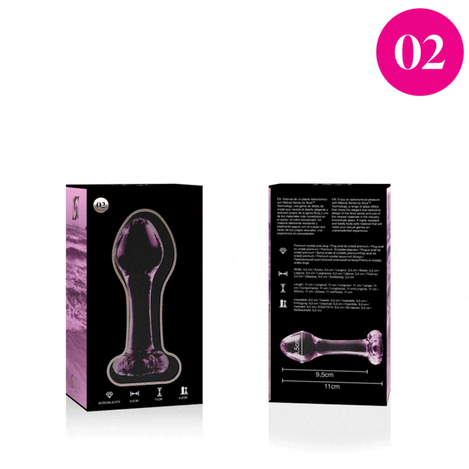 NEBULA SERIES BY IBIZA - MODEL 2 ANAALPLUG BOROSILICAATGLAS ROZE 11 CM -Ø- 3,5 CM