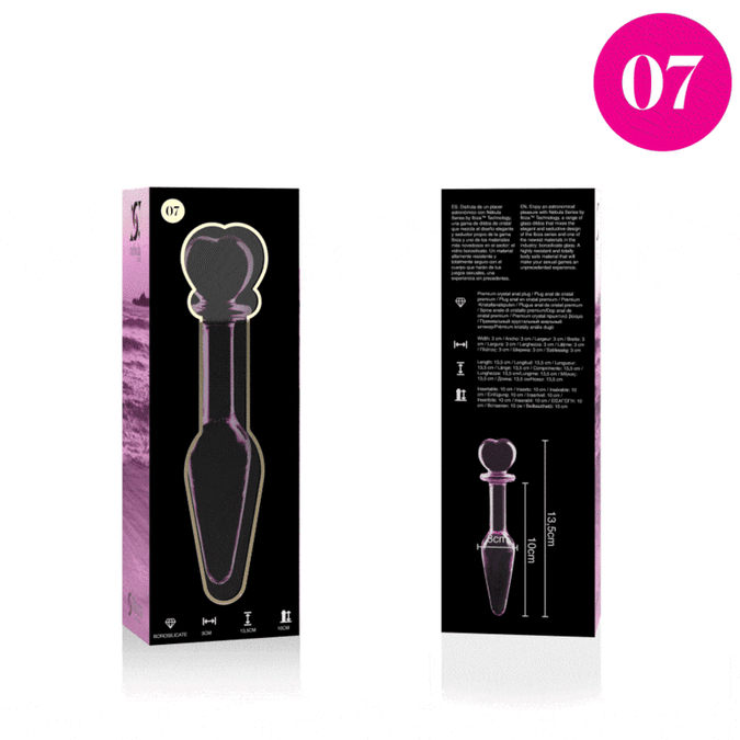NEBULA SERIES BY IBIZA - MODEL 7 ANALPLUG BOROSILICAATGLAS ROZE 13,5 CM -O- 3 CM
