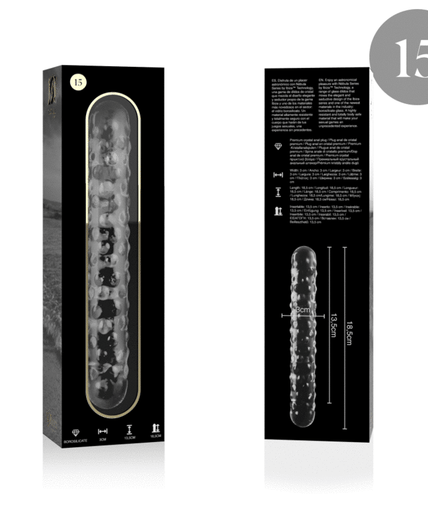 NEBULA SERIES BY IBIZA - MODEL 15 DILDO BOROSILICATE GLASS CLEAR 18.5 CM -O- 3 CM
