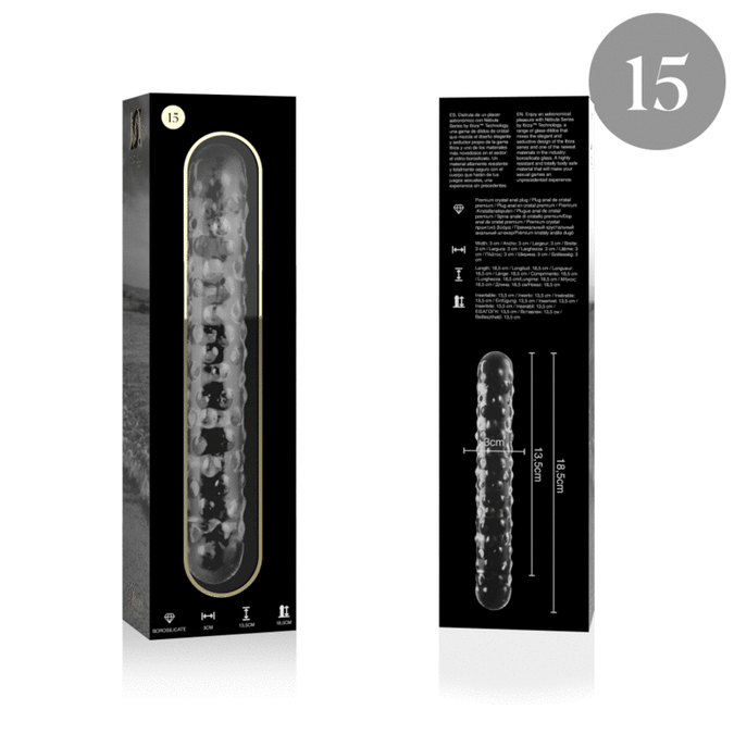 Nebula-serie van Ibiza – Model 15 Dildo van Borosilicaatglas Helder 18,5 cm – Ø 4 cm