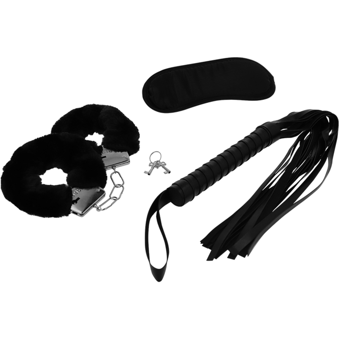Intense – Fetisch Erotisches Spielset 1 mit Handschellen, Augenbinde und Flogger