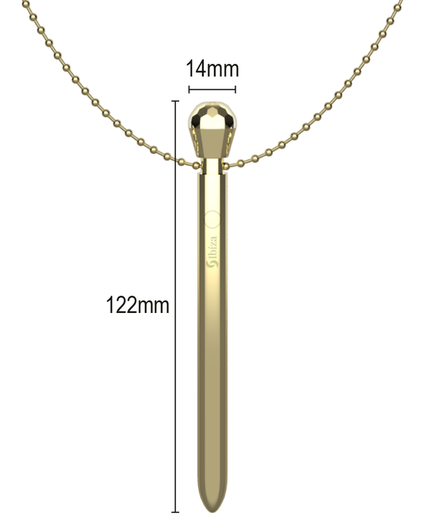 Ibiza – Clit Pocket Stimulator Ketting Usb Oplader 12 Vibratiestanden Goud 12,2 X 1,5