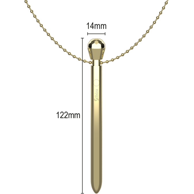 Ibiza – Klitoris Pocket Stimulator Halskette USB-Ladegerät 12 Vibrationsmodi Gold 12,2 X 1,5