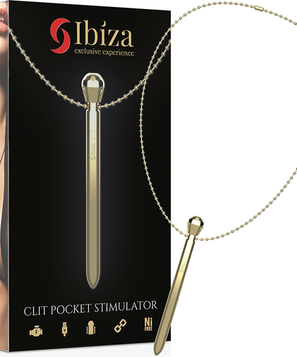 Ibiza – Klitoris Pocket Stimulator Halskette USB-Ladegerät 12 Vibrationsmodi Gold 12,2 X 1,5