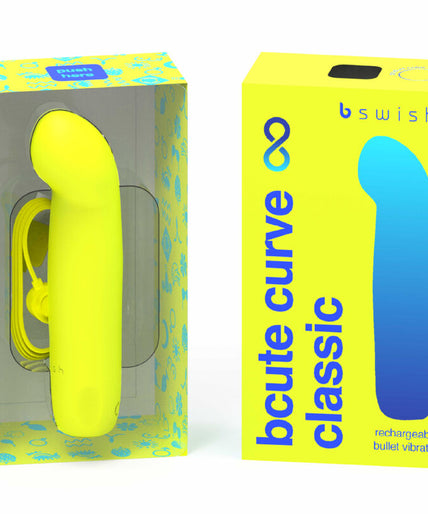 B SWISH - BCUTE CURVE INFINITE CLASSIC RECHARGEABLE SILICONE VIBRATOR YELLOW