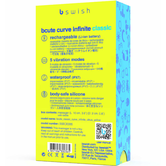B SWISH - BCUTE CURVE INFINITE KLASSIEKE OPLAADBARE SILICONEN VIBRATOR GEEL
