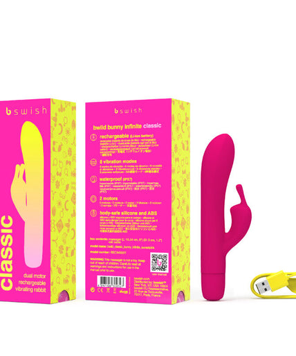 B SWISH - BWILD BUNNY INFINITE CLASSIC RECHARGEABLE VIBRATOR PINK SILICONE