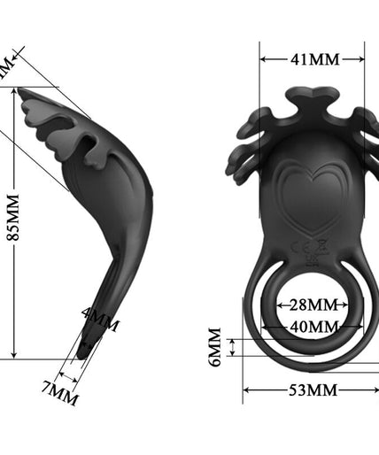 PRETTY LOVE - RUBEN VIBRATOR RING 7 VIBRATIONS BLACK SILICONE