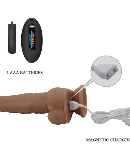 PRETTY LOVE - JONATHAN SILICONE DILDO 3 VIBRATIONS + 3 INSERTION MEASUREMENTS REMOTE CONTROL 21 CM