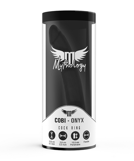 MYTHOLOGY - COBI ONYX ANAL DILDO WITH COCK AND TESTICLE RING 13 SILICONE CM