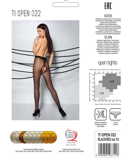 PASSION - TIOPEN 022 ZWART/ROOD MAILLOT 3/4 20 DEN