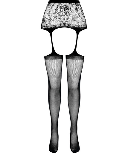 PASSION - S028 ZWARTE PANTY MET JARRETEL EEN MAAT