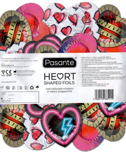 PASANTE - CONDOMS RED HEART SHAPE BAG 144 UNITS