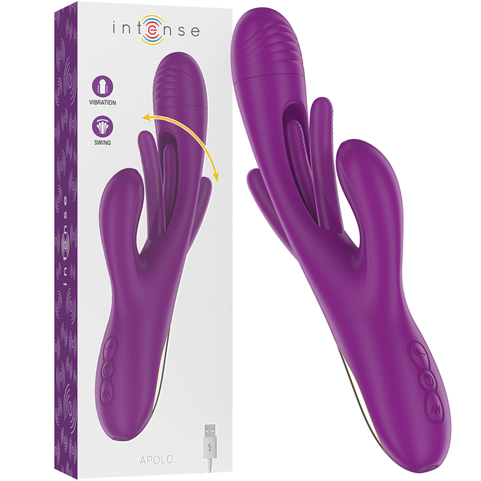 INTENSE - APOLO OPLAADBARE MULTIFUNCTIONELE VIBRATOR 7 TRILLINGEN MET ZWAAIENDE BEWEGING PAARS