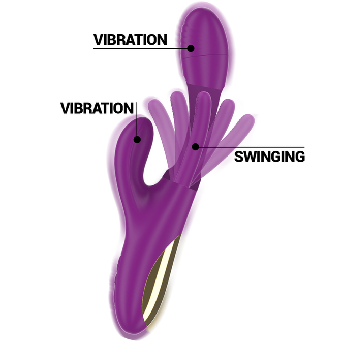 INTENSE - APOLO OPLAADBARE MULTIFUNCTIONELE VIBRATOR 7 TRILLINGEN MET ZWAAIENDE BEWEGING PAARS