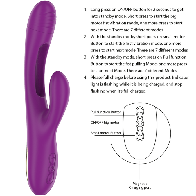 INTENSE - APOLO OPLAADBARE MULTIFUNCTIONELE VIBRATOR 7 TRILLINGEN MET ZWAAIENDE BEWEGING PAARS