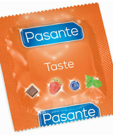PASANTE - CONDOMS FLAVOR STRAWBERRY BAG 144 UNITS