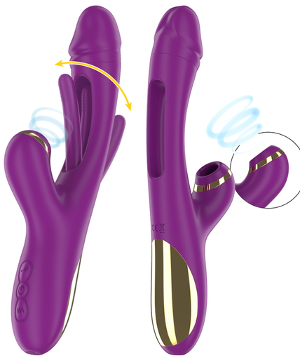 INTENSE - ATENEO RECHARGEABLE MULTIFUNCTION VIBRATOR 7 VIBRATIONS WITH OSCILLATING TONGUE AND PURPLE SUCTION