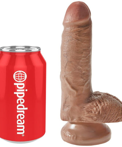 KING COCK - REALISTIC PENIS WITH BALLS 13.2 CM CARAMEL