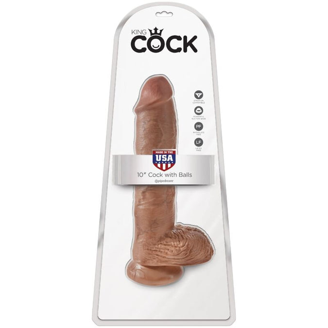 King Cock – Realistische Penis Met Ballen 19,8 Cm Caramel
