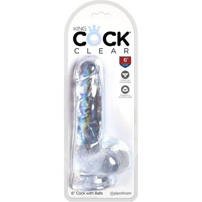 King Cock – Clear Realistic Penis with Balls Transparent 13.5 cm