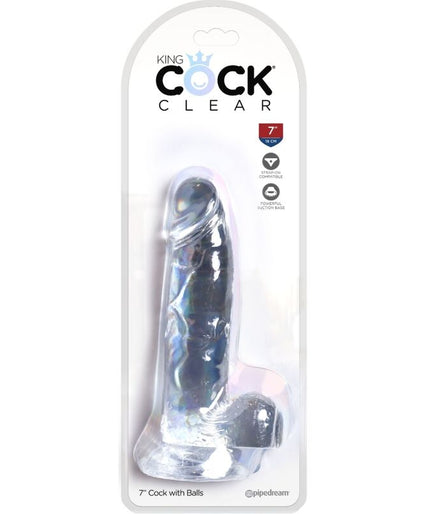 KING COCK - DUIDELIJKE REALISTISCHE PENIS MET BALLEN 15,2 CM TRANSPARANT