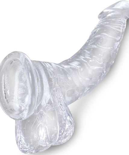 KING COCK - CLEAR REALISTIC CURVED PENIS WITH BALLS 16.5 CM TRANSPARENT
