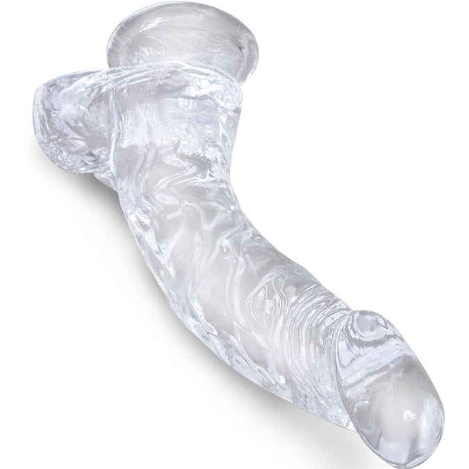 King Cock – Clear Realistic Curved Penis with Balls Transparent 16.5 cm