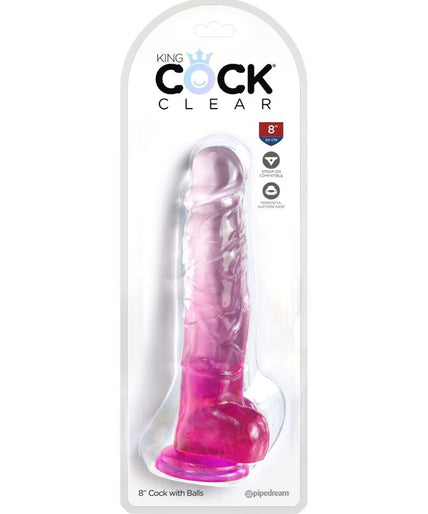 KING COCK - CLEAR REALISTIC PENIS WITH BALLS 16.5 CM PINK