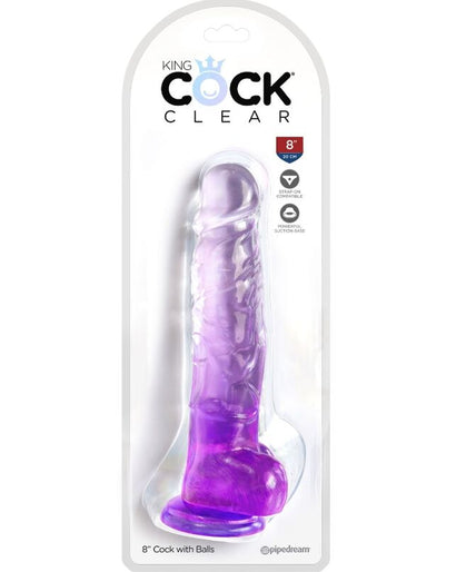 KING COCK - CLEAR REALISTIC PENIS WITH BALLS 16.5 CM PURPLE