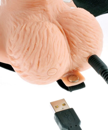 FETISH FANTASY SERIES - ADJUSTABLE HARNESS REMOTE CONTROL REALISTIC PENIS WITH RECHARGEABLE TESTICLES AND VIBRATOR 15 CM