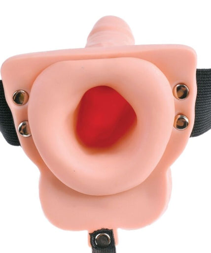 FETISH FANTASY SERIES - ADJUSTABLE HARNESS REMOTE CONTROL REALISTIC PENIS WITH RECHARGEABLE TESTICLES AND VIBRATOR 15 CM