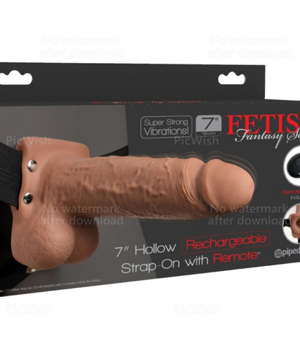 FETISH FANTASY SERIES - ADJUSTABLE HARNESS REALISTIC PENIS WITH BALLS RECHARGEABLE AND VIBRATOR 17.8 CM