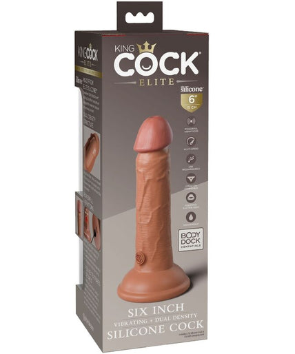 KING COCK - ELITE REALISTIC DILDO VIBRATING & SILICONE 15.2 CM CARAMEL
