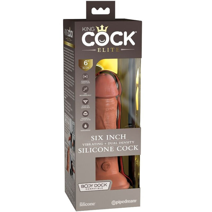 KING COCK - ELITE REALISTISCHE DILDO TRILLEND & SILICONE 15,2 CM CARAMEL