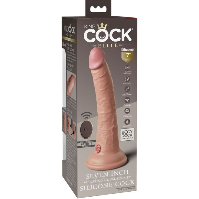 KING COCK - ELITE REALISTISCHE DILDO VIBRATOR & SILICONEN AFSTANDSBEDIENING 17,8 CM