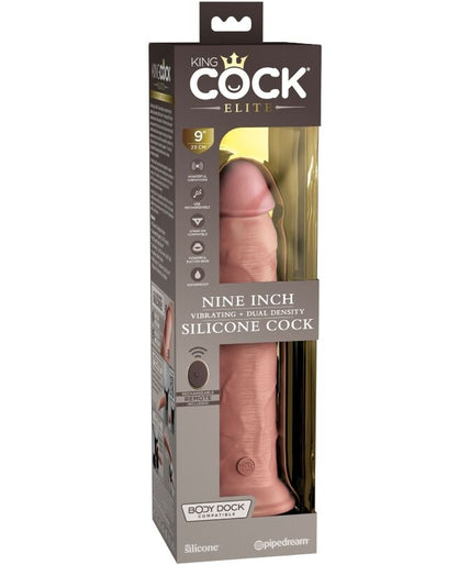 KING COCK - ELITE REALISTIC DILDO VIBRATOR & SILICONE REMOTE CONTROL 23 CM