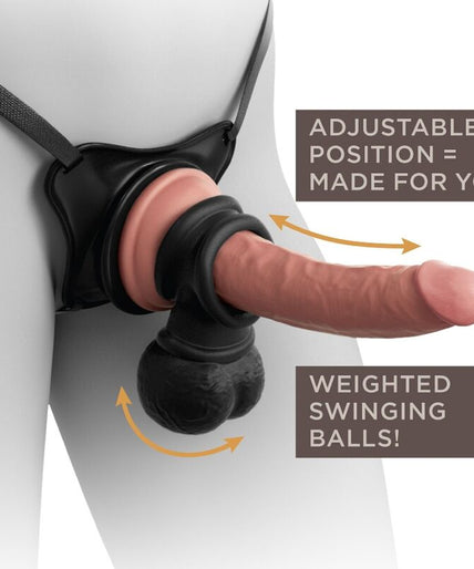 KING COCK - ELITE DELUXE ADJUSTABLE HARNESS KIT RING WITH TESTICLES & DILDO 20.3 CM