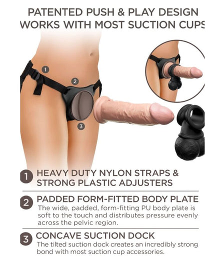 KING COCK - ELITE DELUXE ADJUSTABLE HARNESS KIT RING WITH TESTICLES & DILDO 20.3 CM