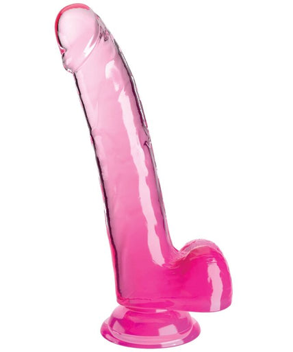 KING COCK - DOORZICHTIGE DILDO MET TEELBALLEN 20,3 CM ROZE