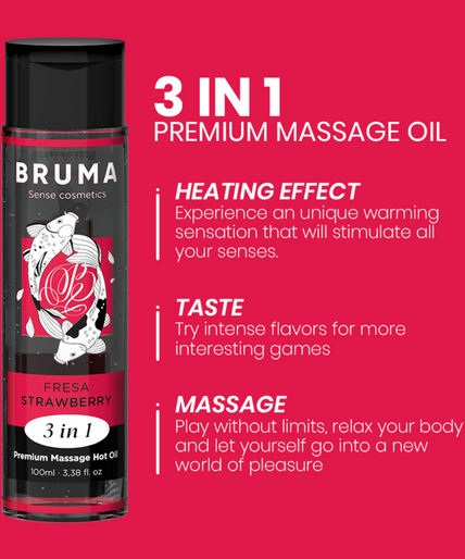 BRUMA - PREMIUM MASSAGEWARMTEOLIE AARDBEI 3 IN 1 - 100 ML