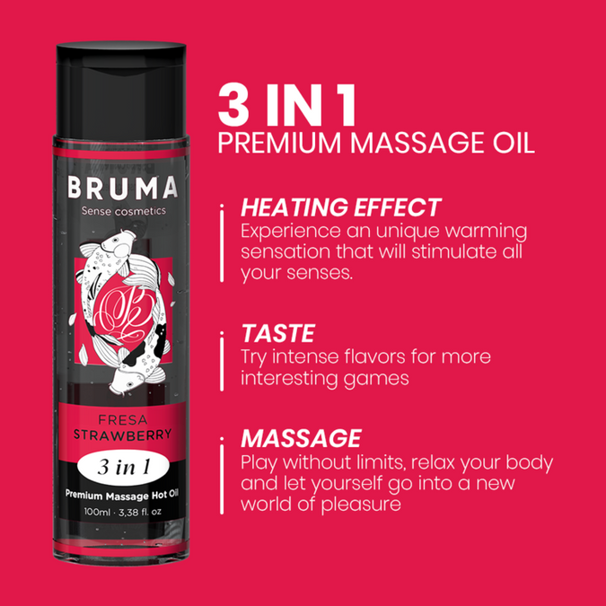 BRUMA - PREMIUM MASSAGEWARMTEOLIE AARDBEI 3 IN 1 - 100 ML